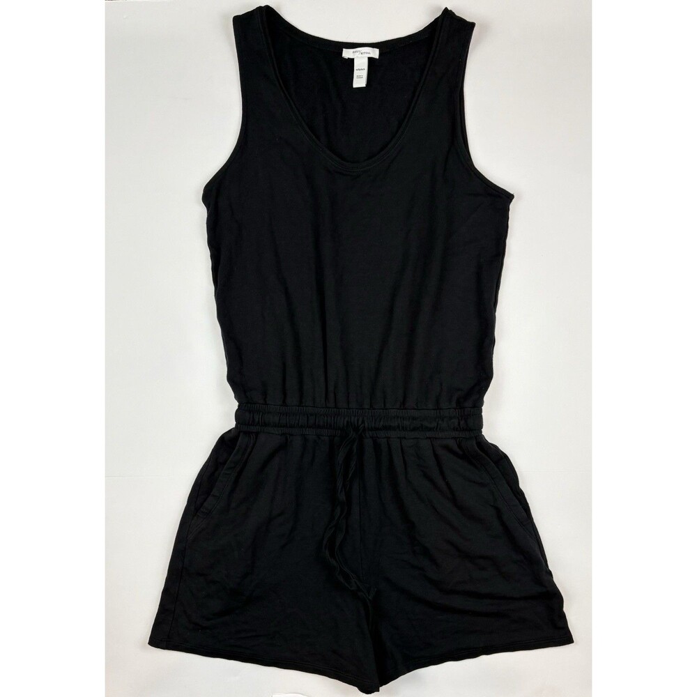 DAILY RITUAL Romper Womens Sz XS Black Scoopneck Tank Shorts Stretch Soft Casual